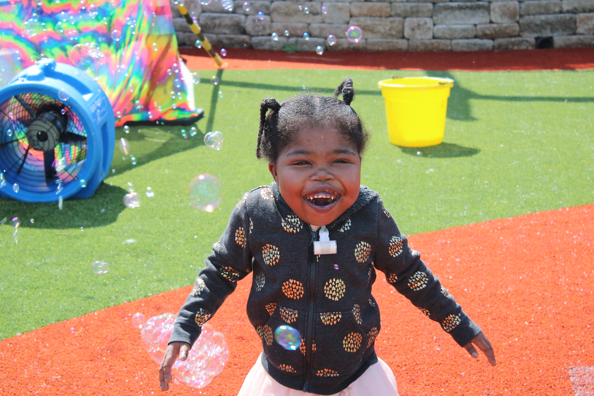 Patient Lisa enjoying some fun time indoors at Ranken Jordan