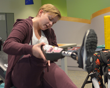 Patient Evelyn receiving therapy at Ranken Jordan