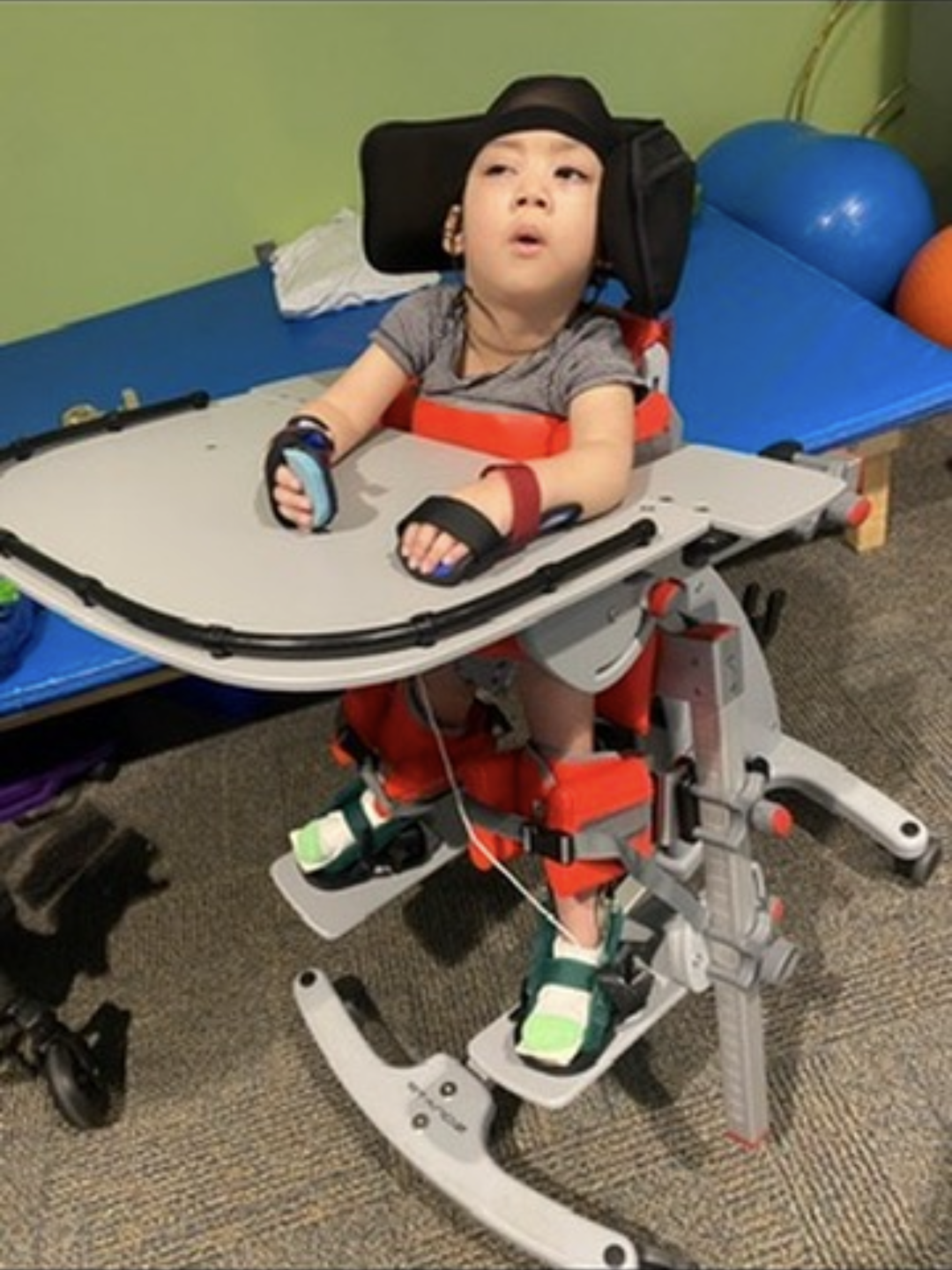 Patient Kiante doing therapy at Ranken Jordan